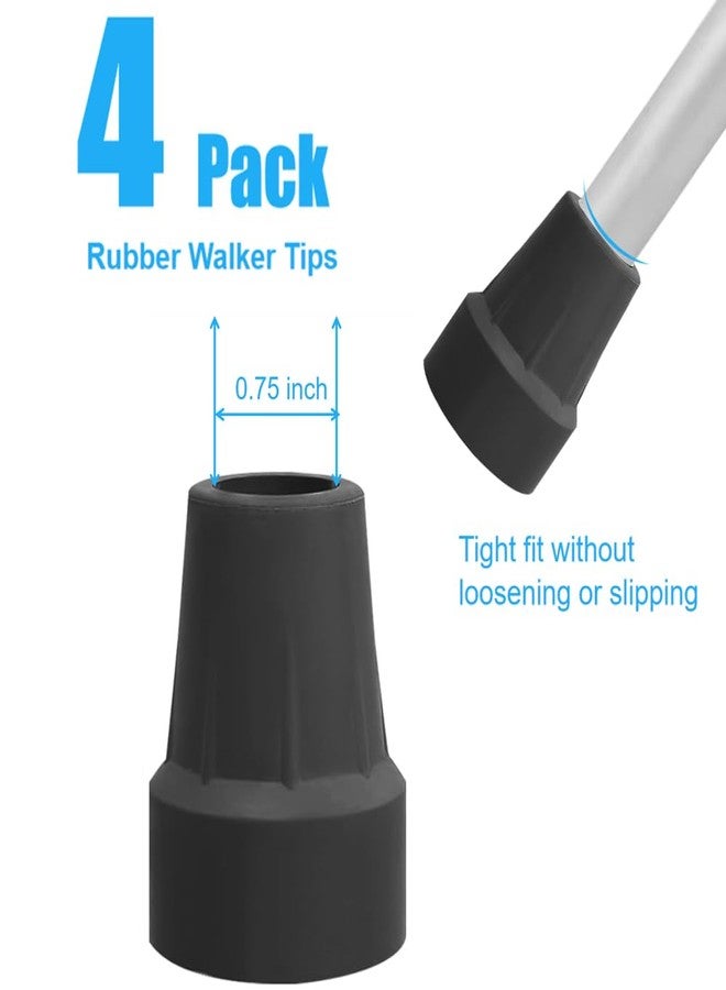 OBTANIM 4 Pack 3/4 Inch Replacement Rubber Cane Tips for Canes Crutch Walking Sticks and Walkers (Black) - Image 2